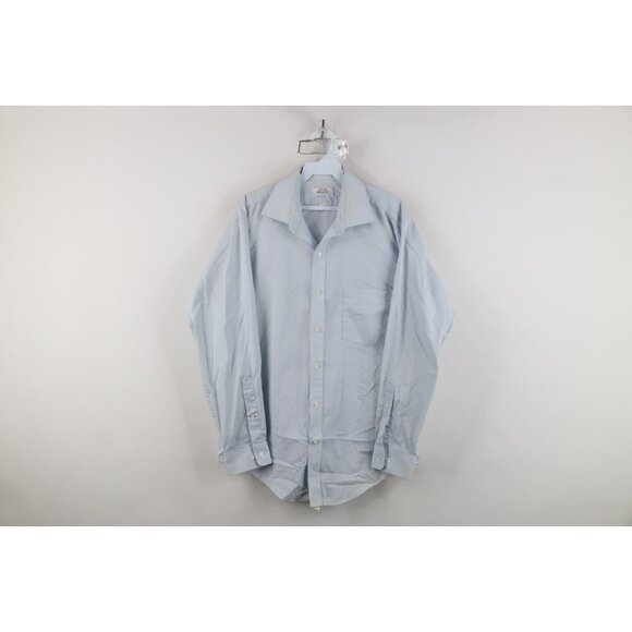 Vintage 90s Streetwear Mens 16 32/33 Distressed Fitted Button Shirt Blue USA - Picture 1 of 14